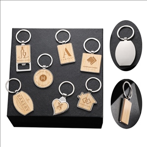 Bamboo & Stainless Steel Keychain